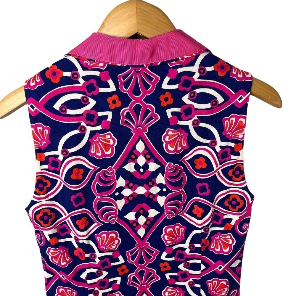 Vineyard Vines Shell Scarf Print Sheath Tunic Dress Blue Pink Size 4 Sleeveless - Picture 4 of 7